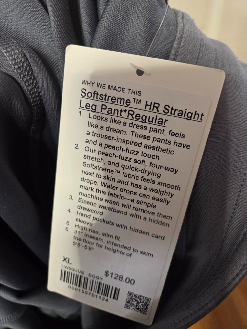Size XL - Lululemon Softstreme HR Straight Leg Pants Gray High Rise Wide Leg NWT - Picture 4 of 4